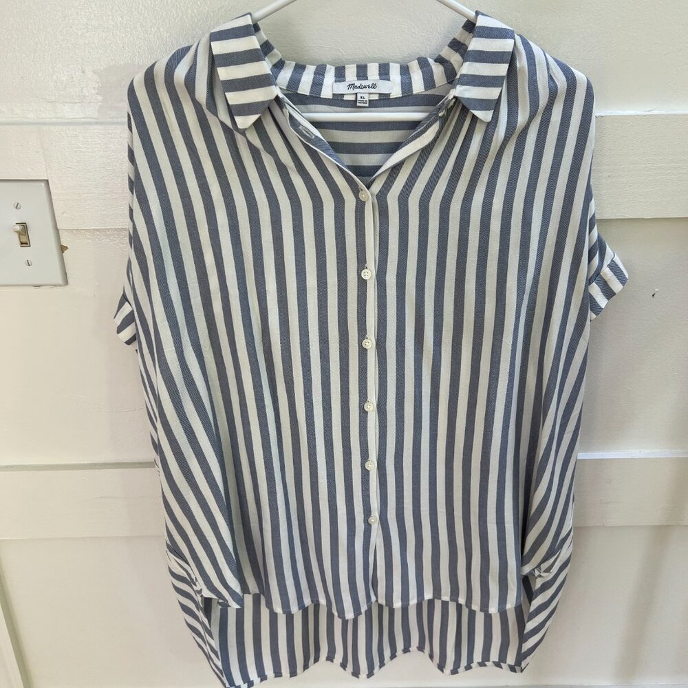 Madewell Blue and White Striped Blouse